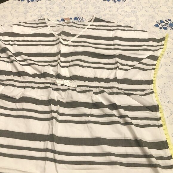 Cat & Jack Size L 10/12 Cotton Swimsuit Coverup Striped Fringe Pullover - Picture 3 of 14